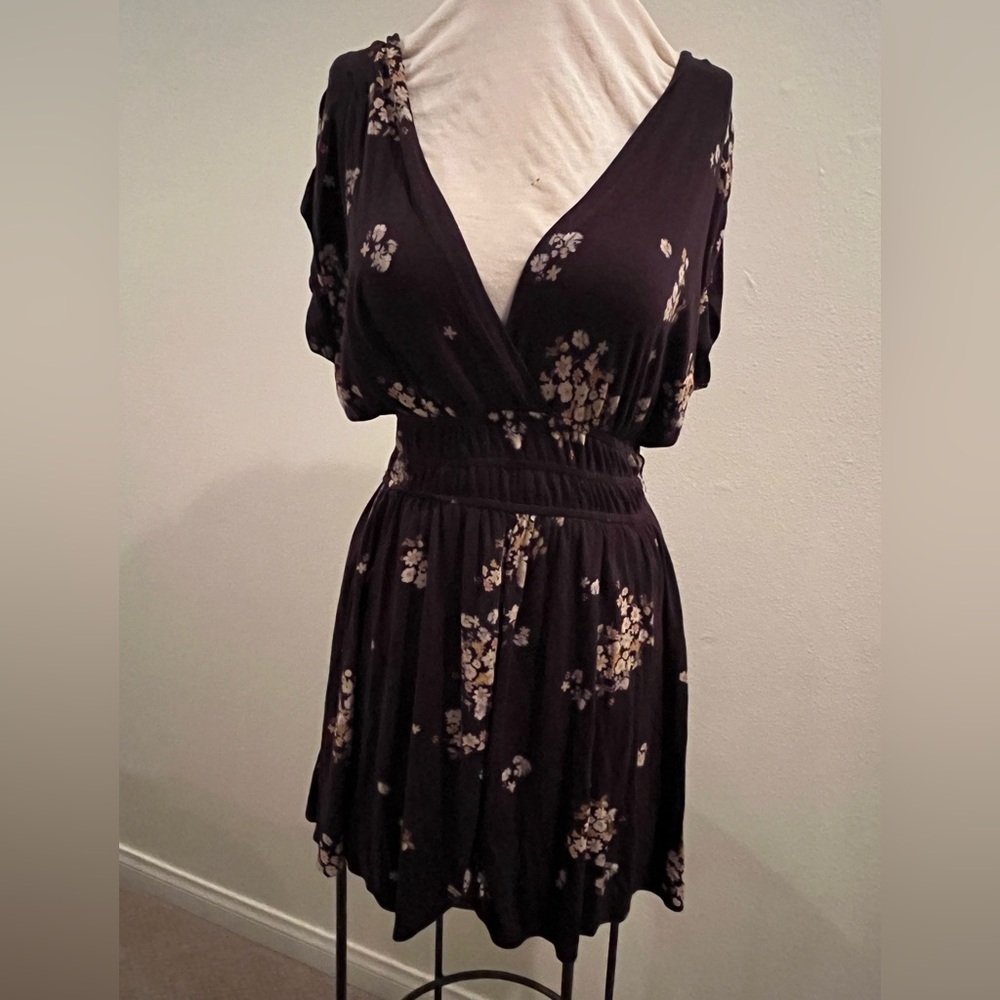 Urban outfitters black and floral romper size medium